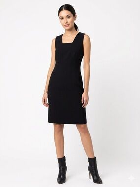 Akris Punto Black Wool Sheath Dress Size 6 Office Minimalist Old Money Heritage